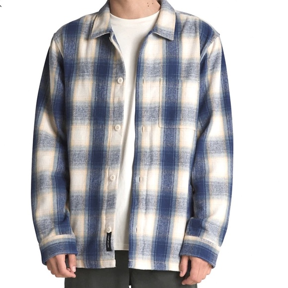 Heavyweight Flannel Shacket - BlueDepths/Oatmeal, size Medium - Picture 1 of 10
